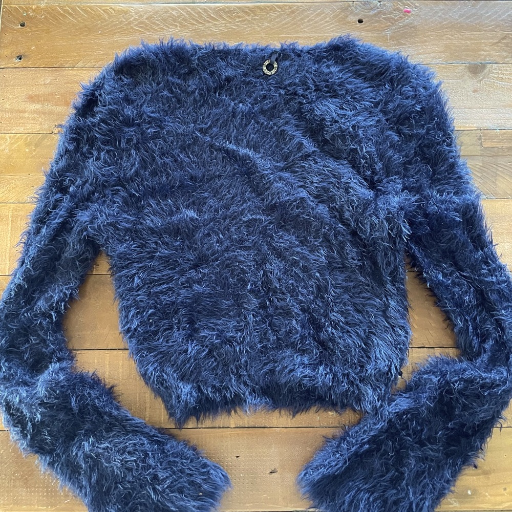 Navy Blue Eyelash Sweater